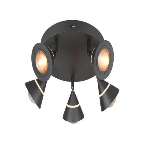 Trio Romeo matt fekete LED mennyezeti lámpa (TRI-637010532) LED 5 izzós IP20