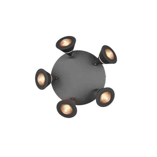 Trio Romeo matt fekete LED mennyezeti lámpa (TRI-637010532) LED 5 izzós IP20