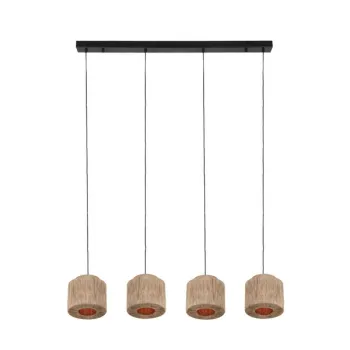 Trio Smilla natúr-fekete függesztett lámpa (TRI-366800436) E27 4 izzós IP20