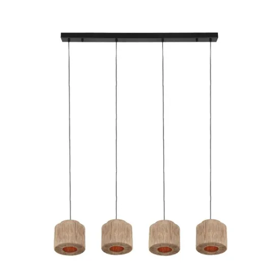 Trio Smilla natúr-fekete függesztett lámpa (TRI-366800436) E27 4 izzós IP20