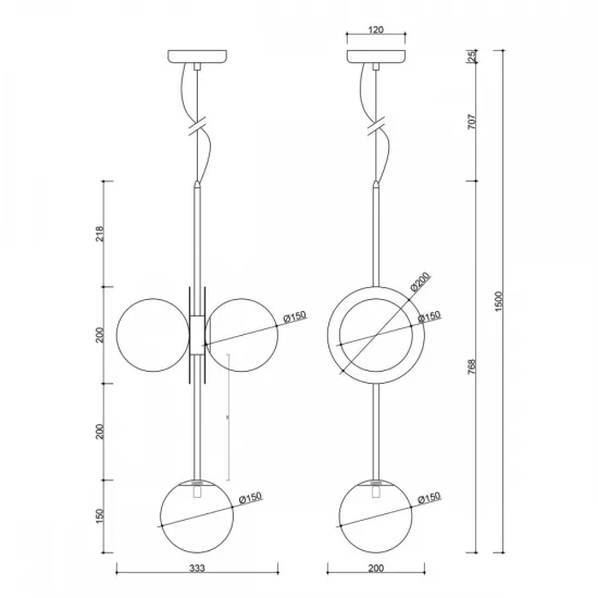 UMMO Lighting Furiko  fehér függesztett lámpa (UMM-FUB311P0) G9 3 izzós IP20