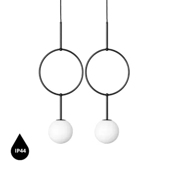 UMMO Lighting Isuulla  fekete-fehér vízvédett függesztett lámpa (UMM-ISB222PS0) G9 2 izzós IP44
