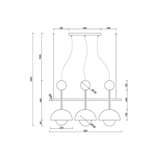 UMMO Lighting Kello  fehér függesztett lámpa (UMM-KEB311P0) G9 3 izzós IP20