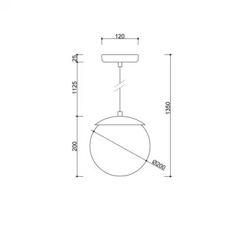 UMMO Lighting Kuul  fekete-fehér függesztett lámpa (UMM-KLG122P0) E27 1 izzós IP20