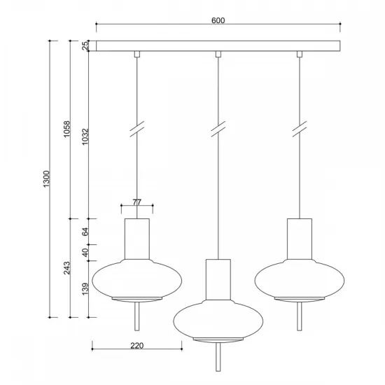 UMMO Lighting Torni  fehér függesztett lámpa (UMM-TOL311P0) E27 3 izzós IP20