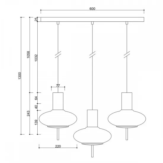 UMMO Lighting Torni  fekete-fehér függesztett lámpa (UMM-TOL322P0) E27 3 izzós IP20