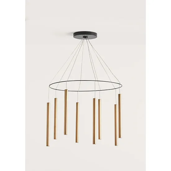 AROMAS DEL CAMPO MIKA MULTI fekete-sárgaréz LED függesztett lámpa (C1204/8) LED 8 izzós IP20