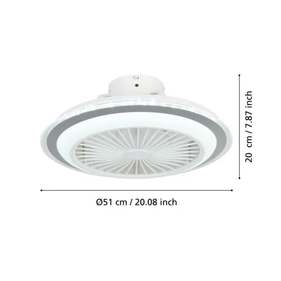 EGLO ALBUFEIRA szürke-fehér LED mennyezeti ventilátoros lámpa (EG-35141) LED 1 izzós IP20