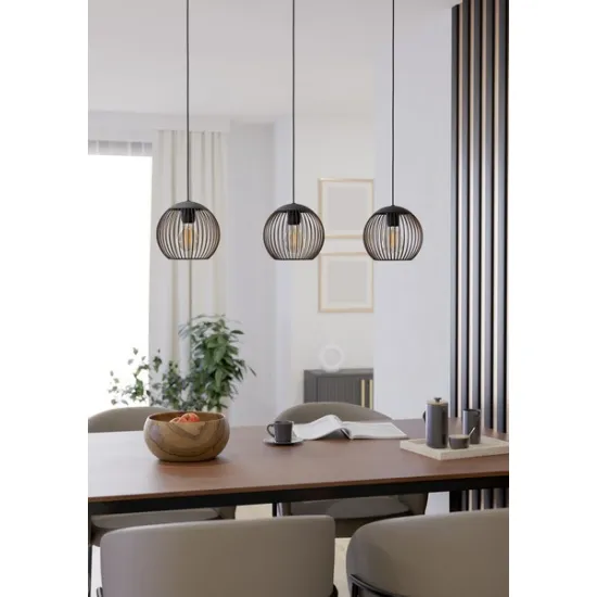 Eglo Almanzora fekete-réz függesztett lámpa (EG-901869) E27 3 izzós IP20