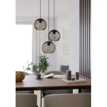 Eglo Almanzora fekete-réz függesztett lámpa (EG-901871) E27 3 izzós IP20