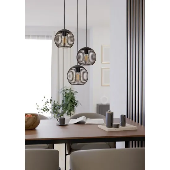 Eglo Almanzora fekete-réz függesztett lámpa (EG-901871) E27 3 izzós IP20