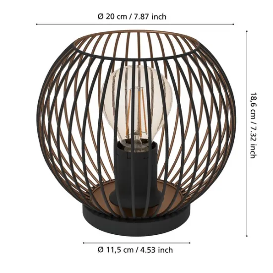 Eglo Almanzora fekete-réz asztali lámpa (EG-901872) E27 1 izzós IP20