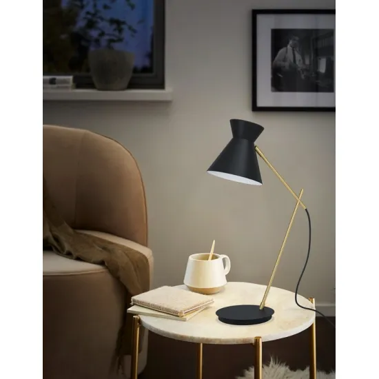 EGLO AMEZAGA fekete - sárgaréz LED asztali lámpa (EG-98864) E27 1 izzós IP20
