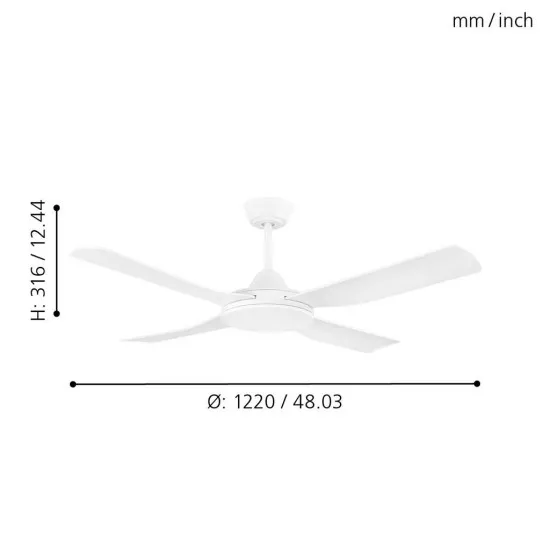 EGLO BONDI 1 fehér fényforrás nélküli mennyezeti ventilátor (EG-35088)   IP20