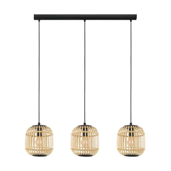 EGLO BORDESLEY fekete-barna függesztett lámpa (EG-43217) E27 3 izzós IP20