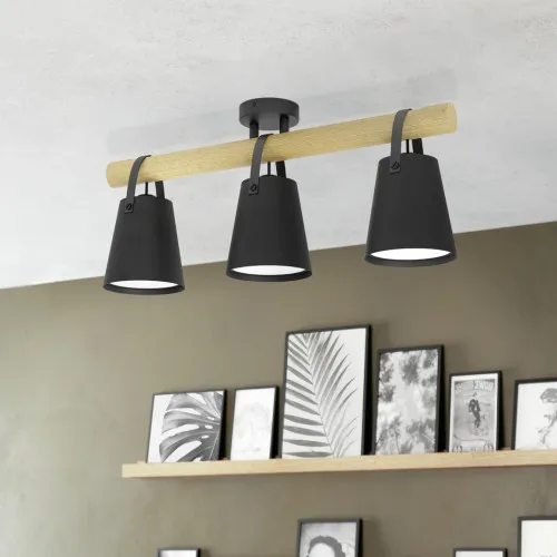 EGLO BOYLE fekete-barna mennyezeti lámpa (EG-43635) E27 3 izzós IP20