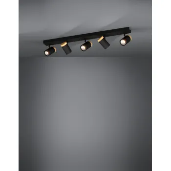 Eglo Cartagena fekete-barna mennyezeti spotlámpa (EG-39649) GU10 5 izzós IP20