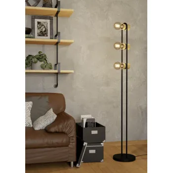 EGLO CHIEVELEY fekete-barna állólámpa (EG-43544) E27 3 izzós IP20