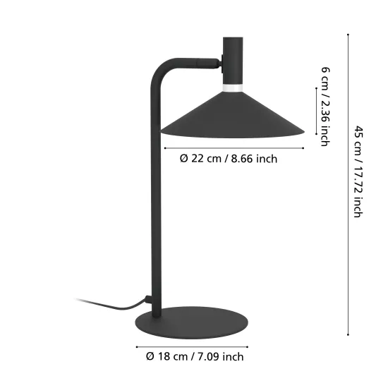Eglo Conomavilla-Z fekete LED asztali lámpa (EG-902185) LED 1 izzós IP20