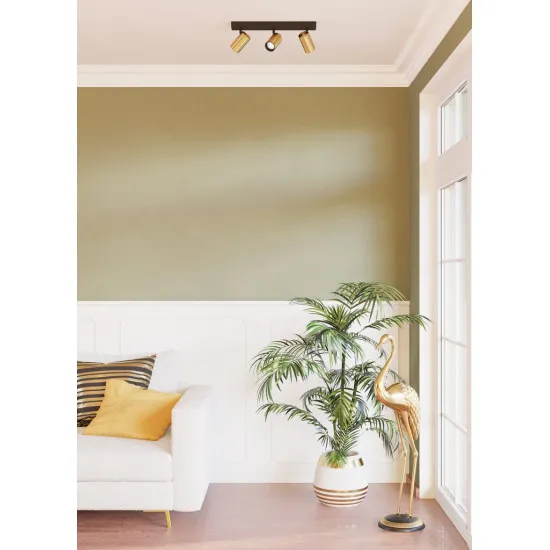 Eglo Cumaribo fekete-sárgaréz mennyezeti lámpa (EG-390084) GU10 3 izzós IP20