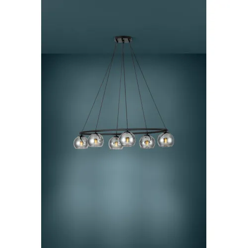 Eglo Daguella fekete-füstszürke függesztett lámpa (EG-39578) E14 6 izzós IP20