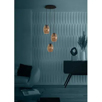 Eglo Estanys 1 fekete-barna függesztett lámpa (EG-390161) E27 3 izzós IP20