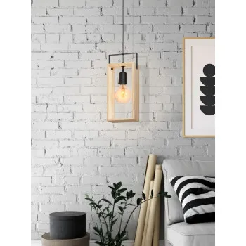 EGLO FAMBOROUGH fekete-barna függesztett lámpa (EG-43413) E27 1 izzós IP20