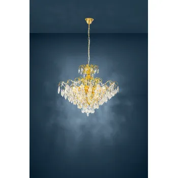 Eglo Fenoullet 1 sárgaréz-átlátszó függesztett lámpa (EG-39606) E14 9 izzós IP20