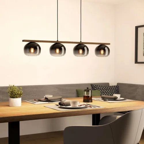 EGLO FILAGO fekete-barna-fekete-szürke-átlátszó függesztett lámpa (EG-900186) E27 4 izzós IP20