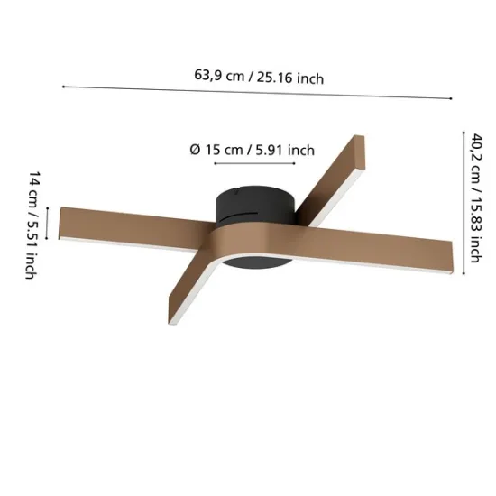 Eglo Folcino-Z fekete-bronz LED mennyezeti lámpa (EG-901863) LED 2 izzós IP20