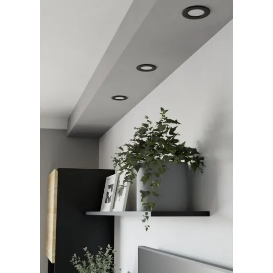 Eglo Fueva 6-Z fekete LED mennyezetbe építhető lámpa szett (EG-901425) LED 3 izzós IP44