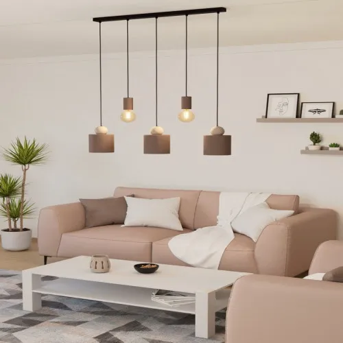 EGLO GAZZOLA mokka-földszín függesztett lámpa (EG-900346) E27 5 izzós IP20