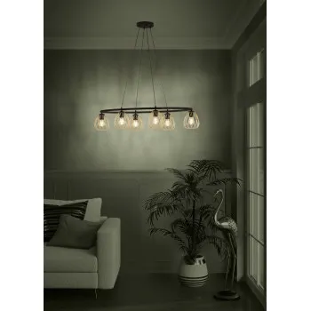 Eglo Jazminia 1 fekete-arany függesztett lámpa (EG-390092) E27 6 izzós IP20