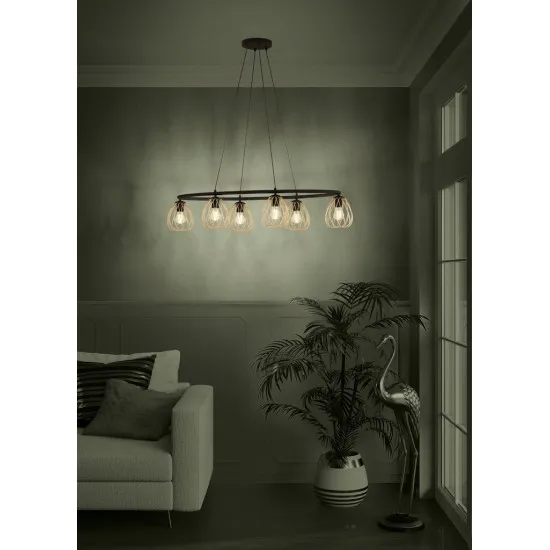 Eglo Jazminia 1 fekete-arany függesztett lámpa (EG-390092) E27 6 izzós IP20