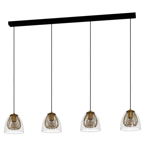 Eglo Jazminia fekete-arany függesztett lámpa (EG-390038) E27 4 izzós IP20