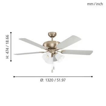 EGLO LAS PALMAS ezüst mennyezeti csillár ventilátor (EG-35077) E27 3 izzós IP20 EGLO LAS PALMAS ezüst mennyezeti csillár ventilátor (EG-35077) E27 3 izzós IP20