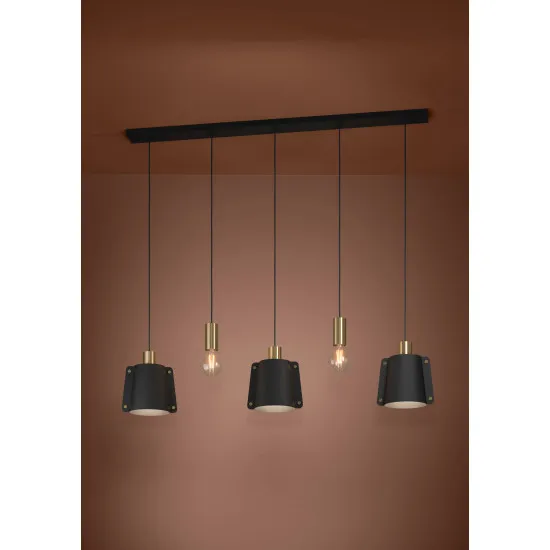 Eglo Majagua fekete-sárgaréz függesztett lámpa (EG-390115) E27 5 izzós IP20