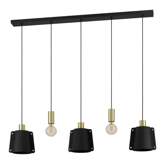 Eglo Majagua fekete-sárgaréz függesztett lámpa (EG-390115) E27 5 izzós IP20