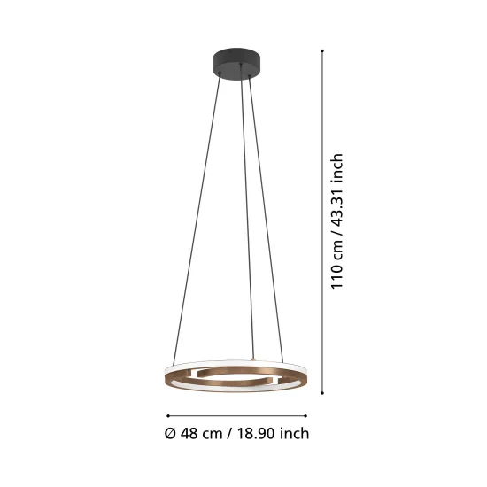 Eglo Mezzomonte bronz LED függesztett lámpa (EG-901826) LED 2 izzós IP20