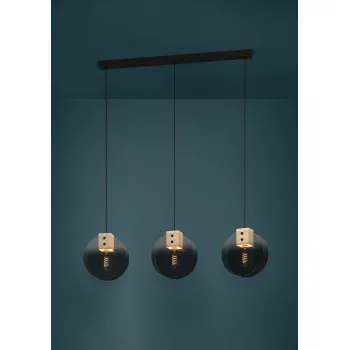 Eglo Millena fekete-szürke függesztett lámpa (EG-390142) E27 3 izzós IP20