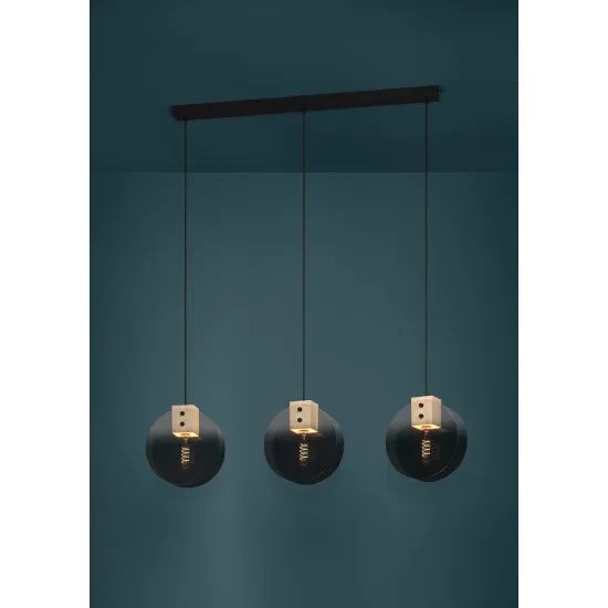 Eglo Millena fekete-szürke függesztett lámpa (EG-390142) E27 3 izzós IP20