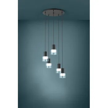 Eglo Molineros fekete-átlátszó függesztett lámpa (EG-39727) GU10 5 izzós IP20