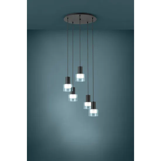 Eglo Molineros fekete-átlátszó függesztett lámpa (EG-39727) GU10 5 izzós IP20