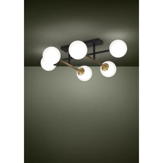 Eglo Paz fehér-sárgaréz mennyezeti lámpa (EG-390176) E14 6 izzós IP20