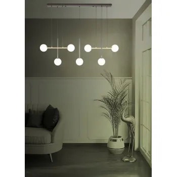 Eglo Paz fehér-sárgaréz függesztett lámpa (EG-390178) E14 7 izzós IP20