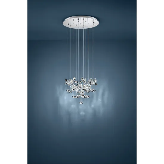 Eglo Pianopoli króm-átlátszó LED függesztett lámpa (EG-93662) LED 15 izzós IP20