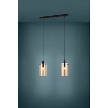 Eglo Polverara fekete-borostyán függesztett lámpa (EG-39538) E27 2 izzós IP20