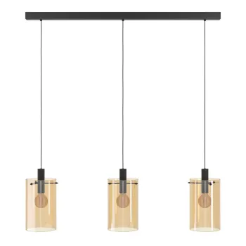 Eglo Polverara fekete-borostyán függesztett lámpa (EG-39539) E27 3 izzós IP20