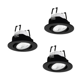 Eglo Saliceto-Z fekete LED mennyezetbe építhető lámpa szett (EG-902287) LED 3 izzós IP20
