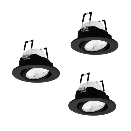 Eglo Saliceto-Z fekete LED mennyezetbe építhető lámpa szett (EG-902287) LED 3 izzós IP20